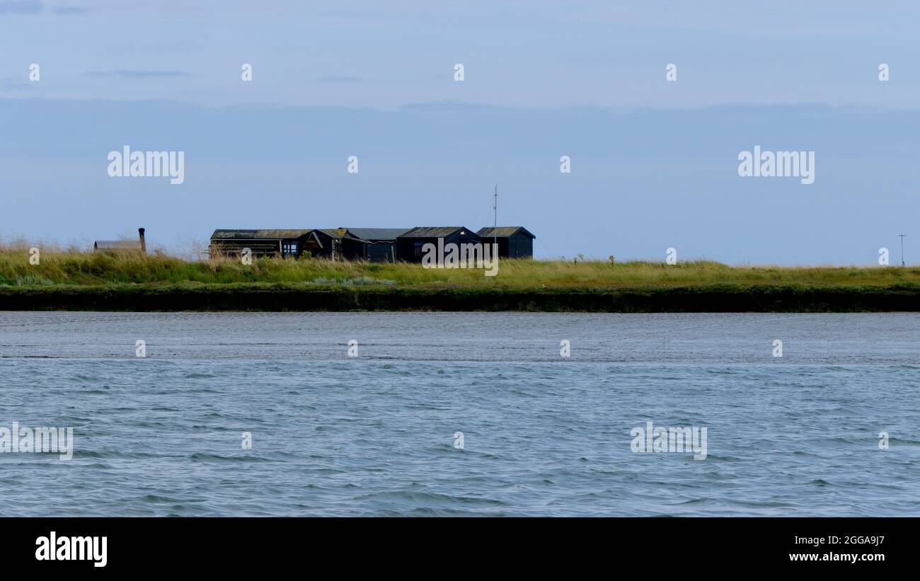 Orford Ness Suffolk East Anglia ex istituto di ricerca per la difesa, ora sito storico del National Trust e zone umide Foto Stock