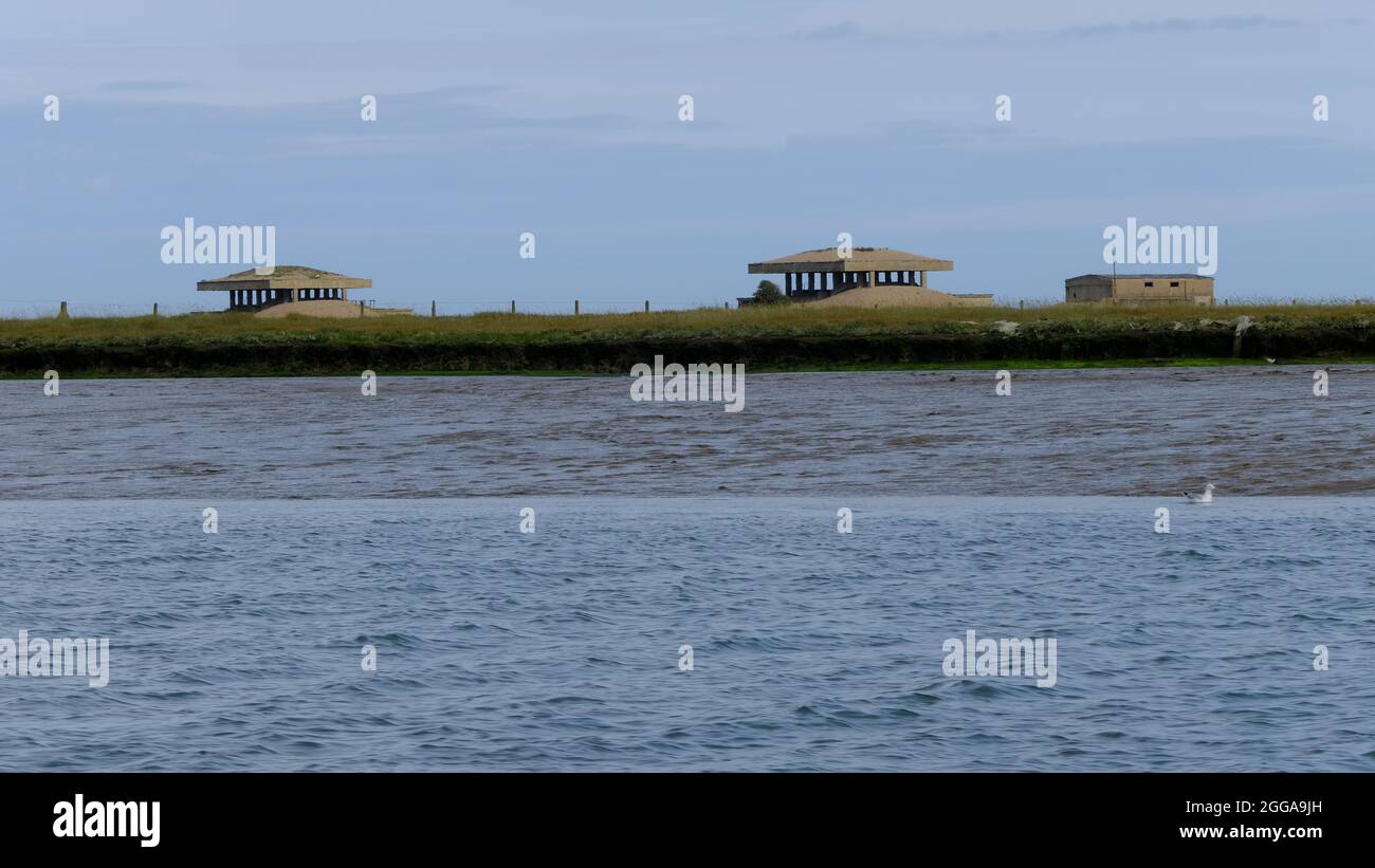 Orford Ness Suffolk East Anglia ex istituto di ricerca per la difesa, ora sito storico del National Trust e zone umide Foto Stock