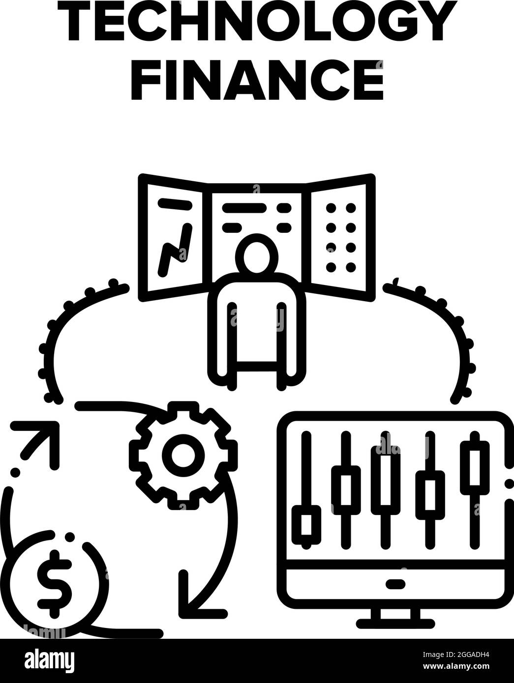 Illustrazione del concetto di vettore Technology Finance Illustrazione Vettoriale