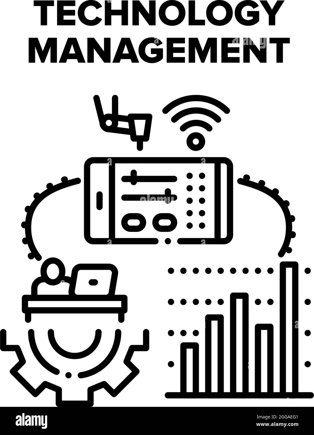 Illustrazione del concetto del vettore di gestione della tecnologia Illustrazione Vettoriale