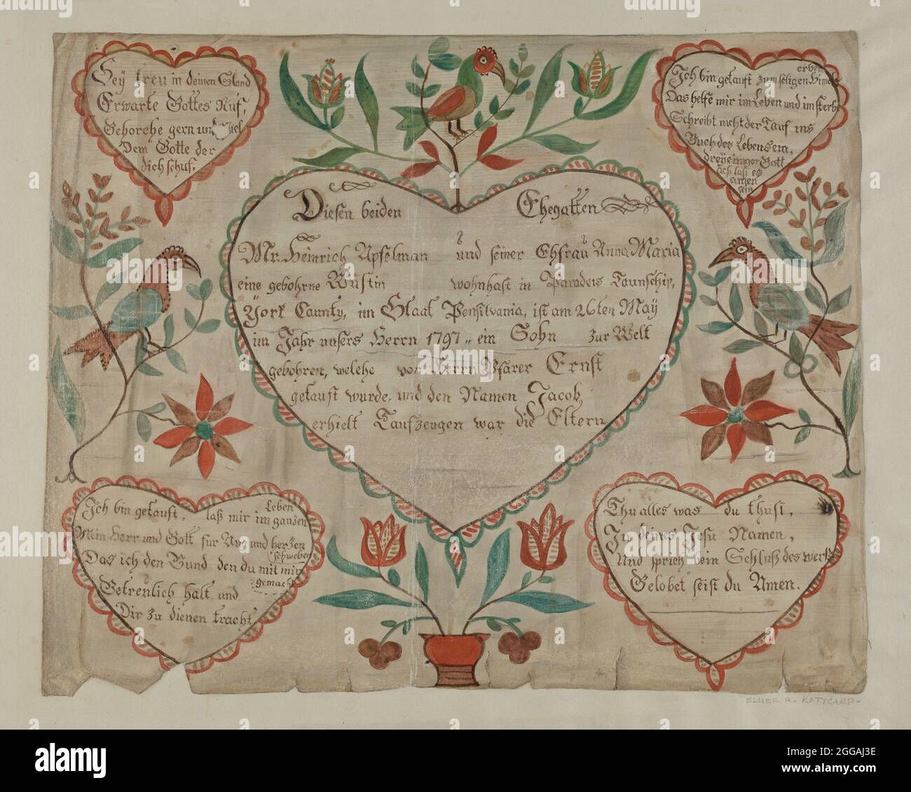 Certificato di nascita e battesimale tedesco, c.. 1940. Foto Stock