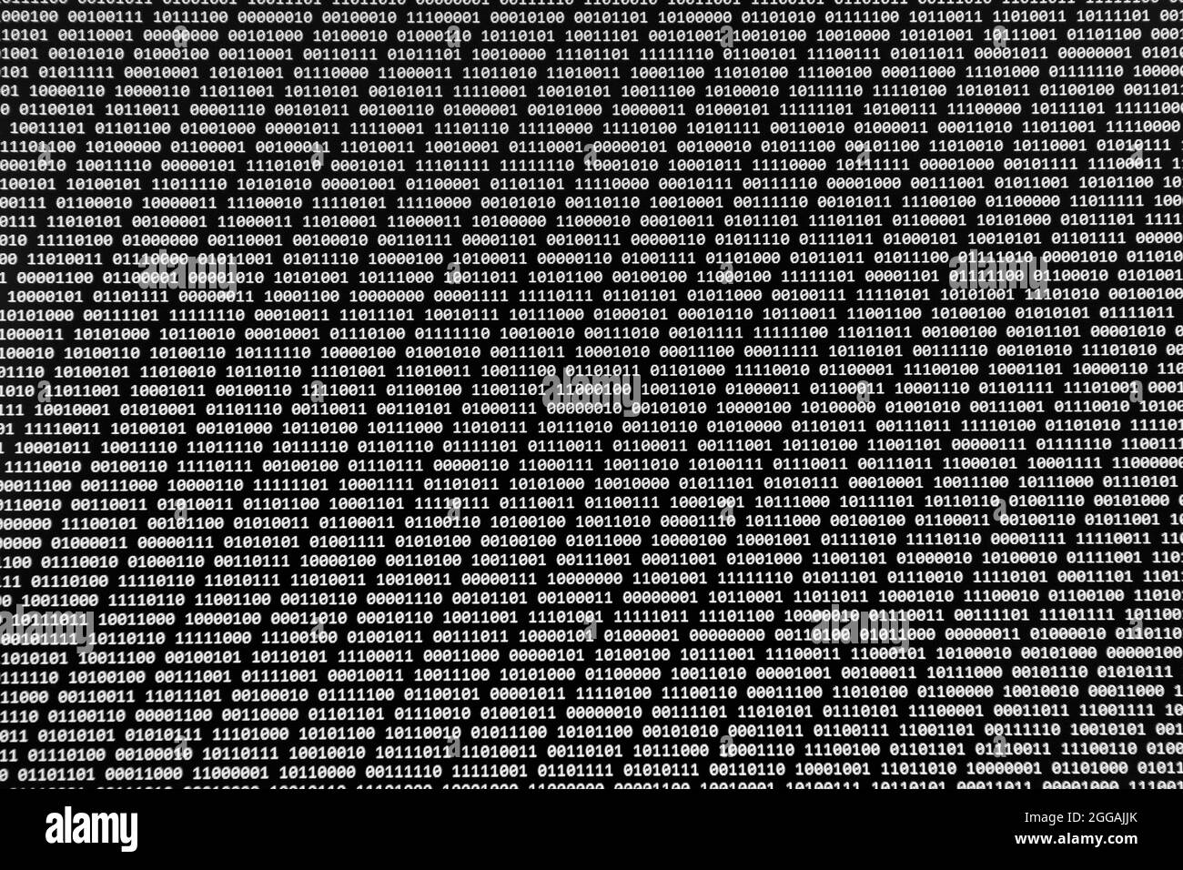 Zeri casuali e un byte sullo schermo di un computer Foto Stock