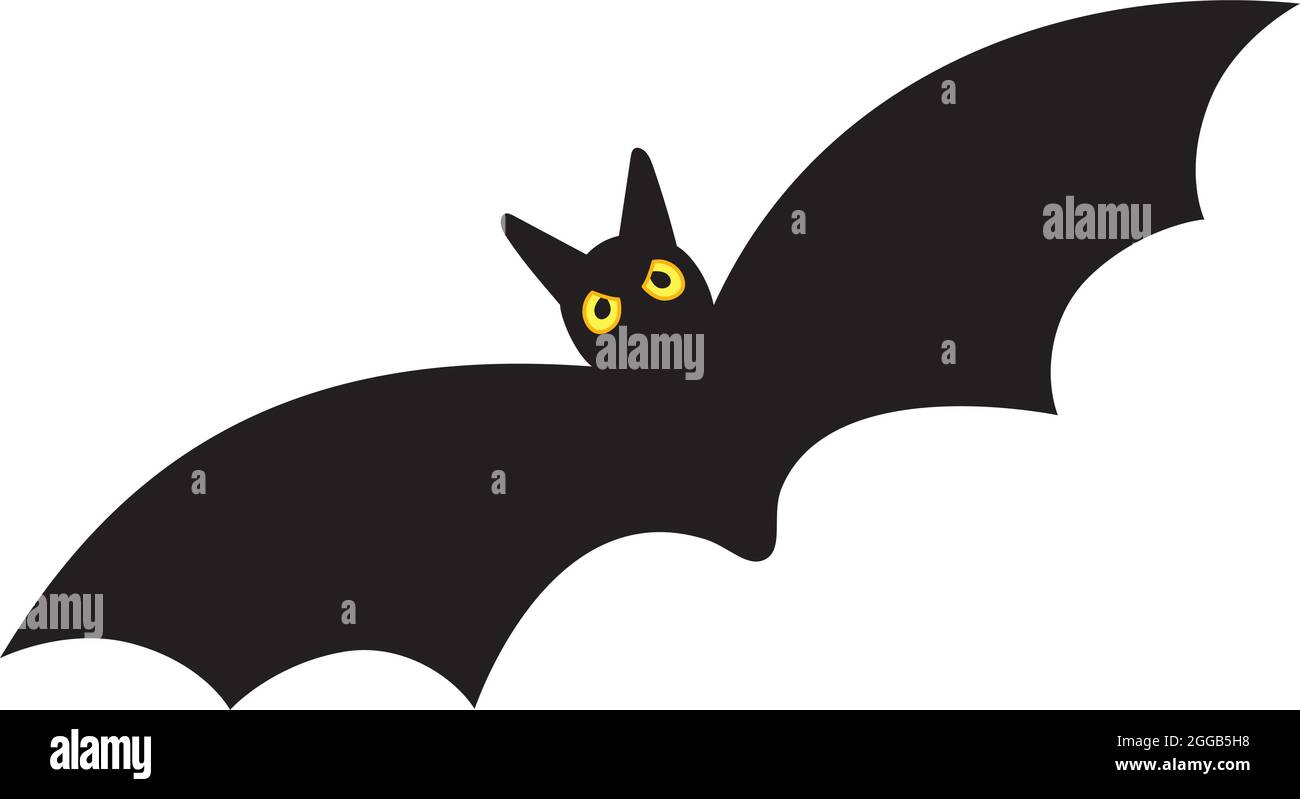Cute Black Bat Flying. Vettore felice Halloween Illustrazione Vettoriale