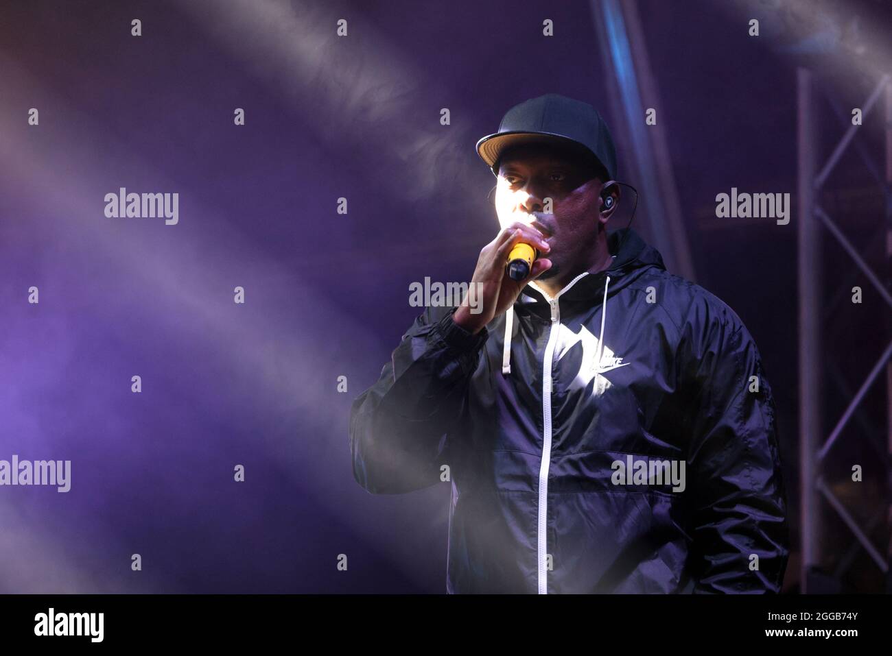 Il rapper inglese Dizzee Rascal suona a Silverstone il 28 agosto 2021 Foto Stock