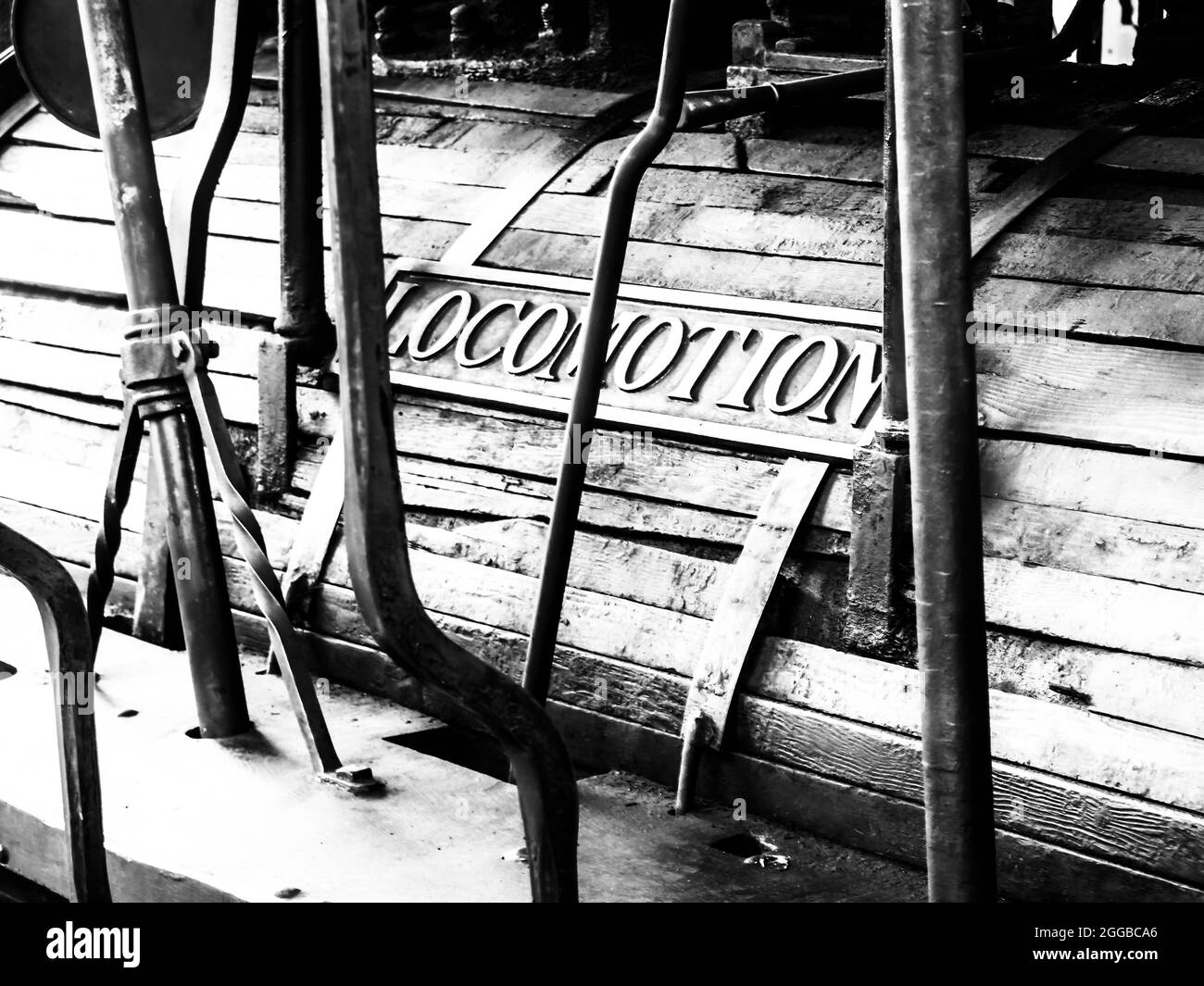 Questo è del treno a vapore locomotion No1 costruito da George Stephenson nel 1825 presso il Darlington Head of Steam Museum . Foto Stock