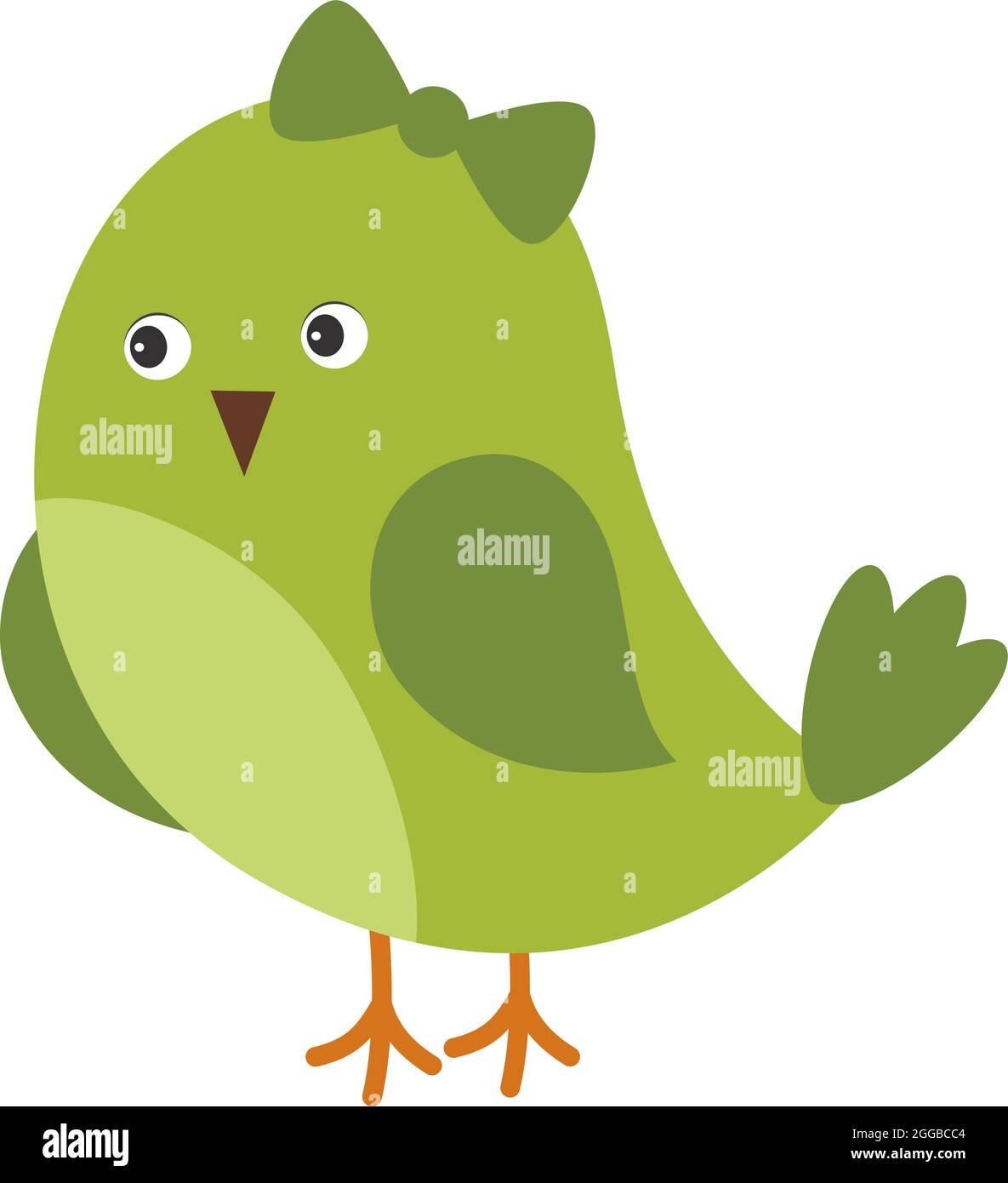 Carino uccello verde di San Patrizio con Bow. Vector Green Bird Illustrazione Vettoriale