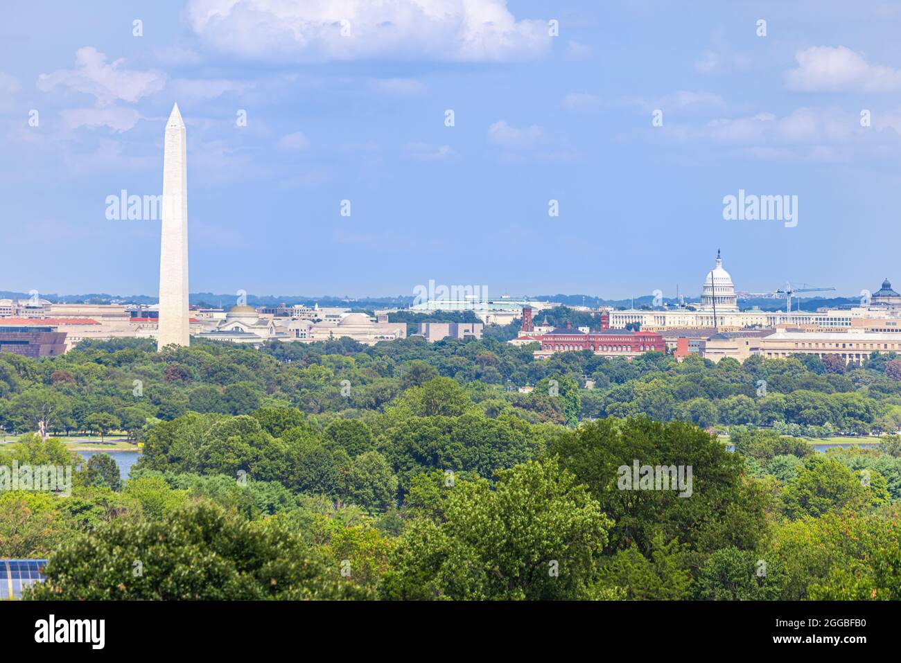 Washington, DC da Arlington guardando verso il Washington Monument Foto Stock
