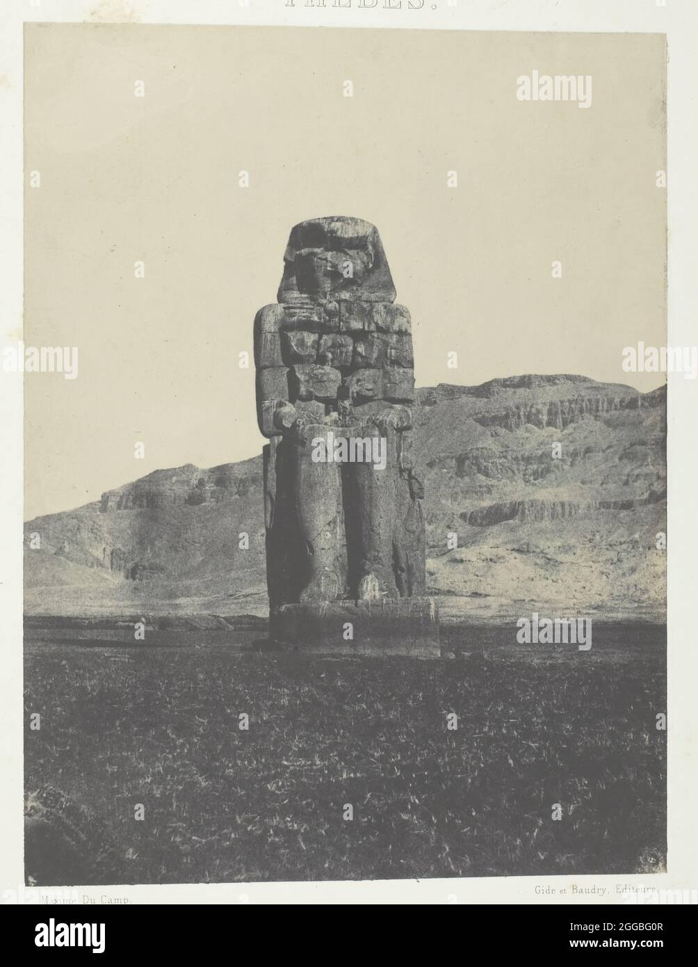 Gournah, Statua di Memnon; th&#xe8;bes, 1849/51, stampato 1852. Un'opera fatta di carta salata stampata, piatto 55 dall'album "egypte, nubie, palestine et syrie" (1852). Foto Stock