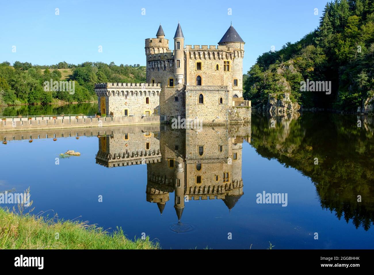 Chateau de la Roche a Saint-Priest la Roche vicino a Roanne, Francia, Foto Stock