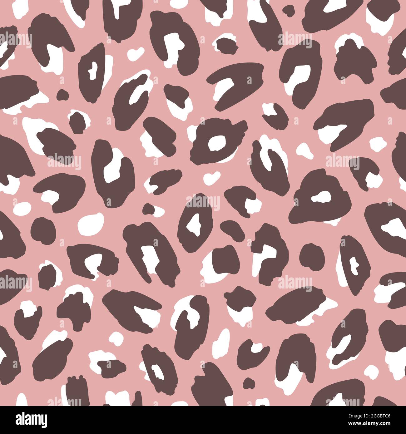 Design leopardo rosa, marrone, bianco disegnato a mano. Pattern vettoriale senza giunture Illustrazione Vettoriale