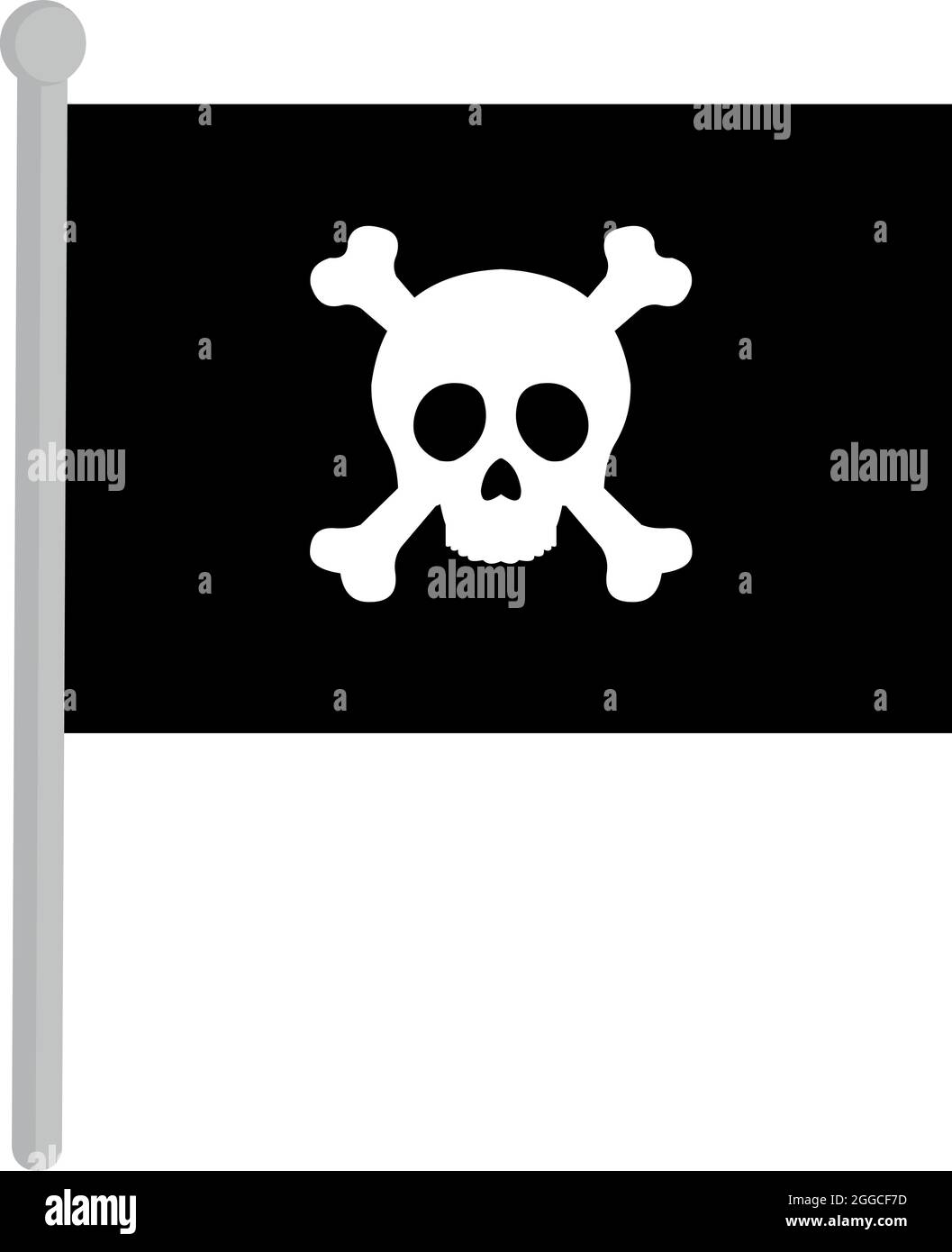 Illustrazione vettoriale della bandiera pirata con cranio e ossa incrociate Illustrazione Vettoriale