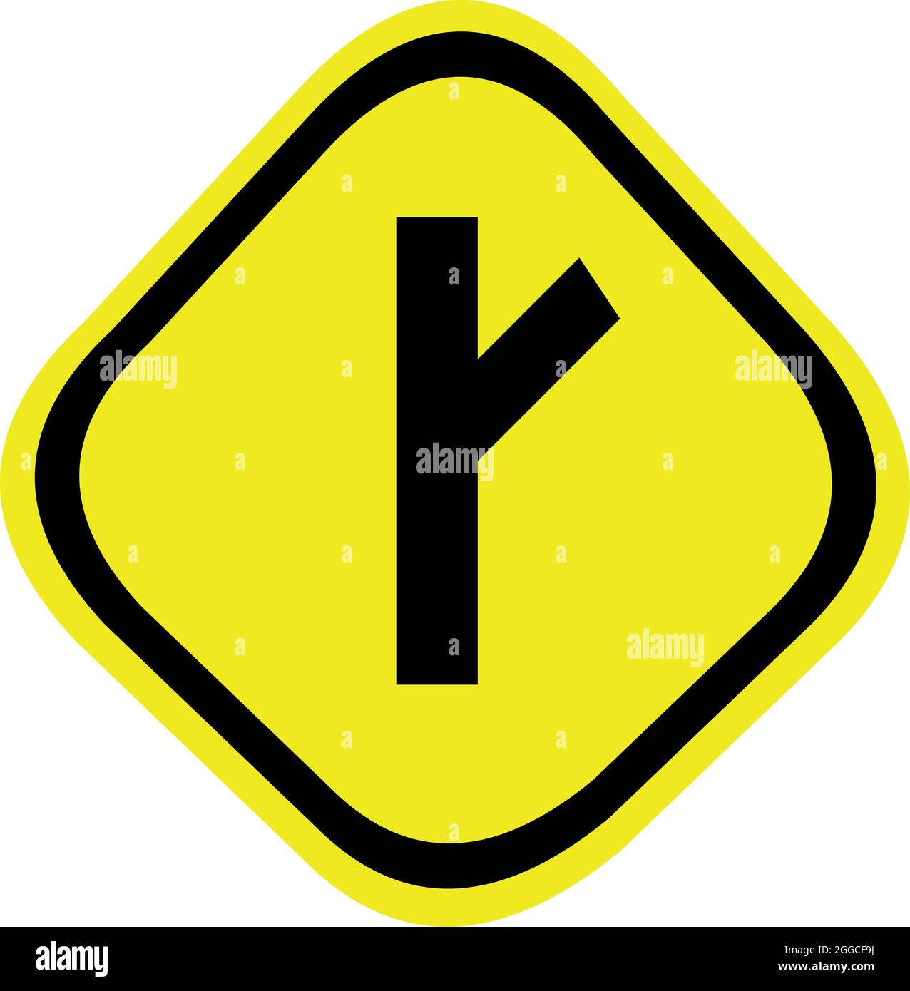Illustrazione vettoriale della segnaletica stradale che indica l'intersezione con la strada laterale destra o diagonale Illustrazione Vettoriale