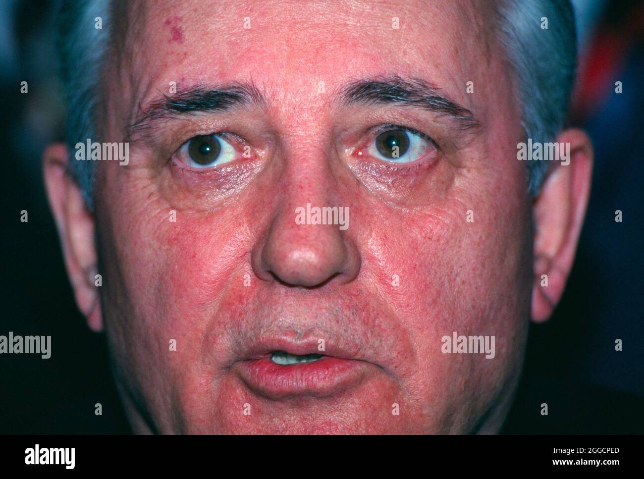 Mikhail Sergeyevich Gorbachev, nato nel 1931, ultimo presidente dell'Unione Sovietica. Gorbachev è stato Segretario Generale del Partito Comunista dell'Unione Sovietica dal 1985 al 1991 e ha servito come Capo di Stato dal 1988 al 1991. Foto Stock