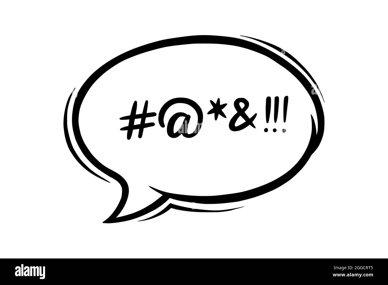 Bolla del discorso giurata censurata con simboli. Parole giurate disegnate a mano nella bolla di testo per esprimere insoddisfazione e amaro umore. Illustrazione vettoriale Illustrazione Vettoriale
