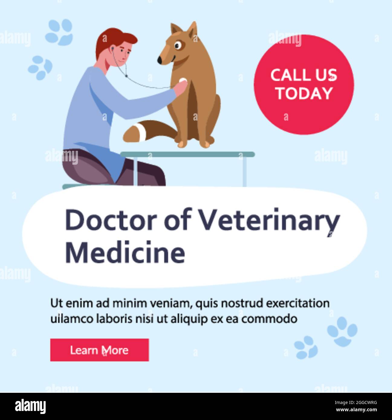 Medico di medicina veterinaria ci chiama oggi web Illustrazione Vettoriale
