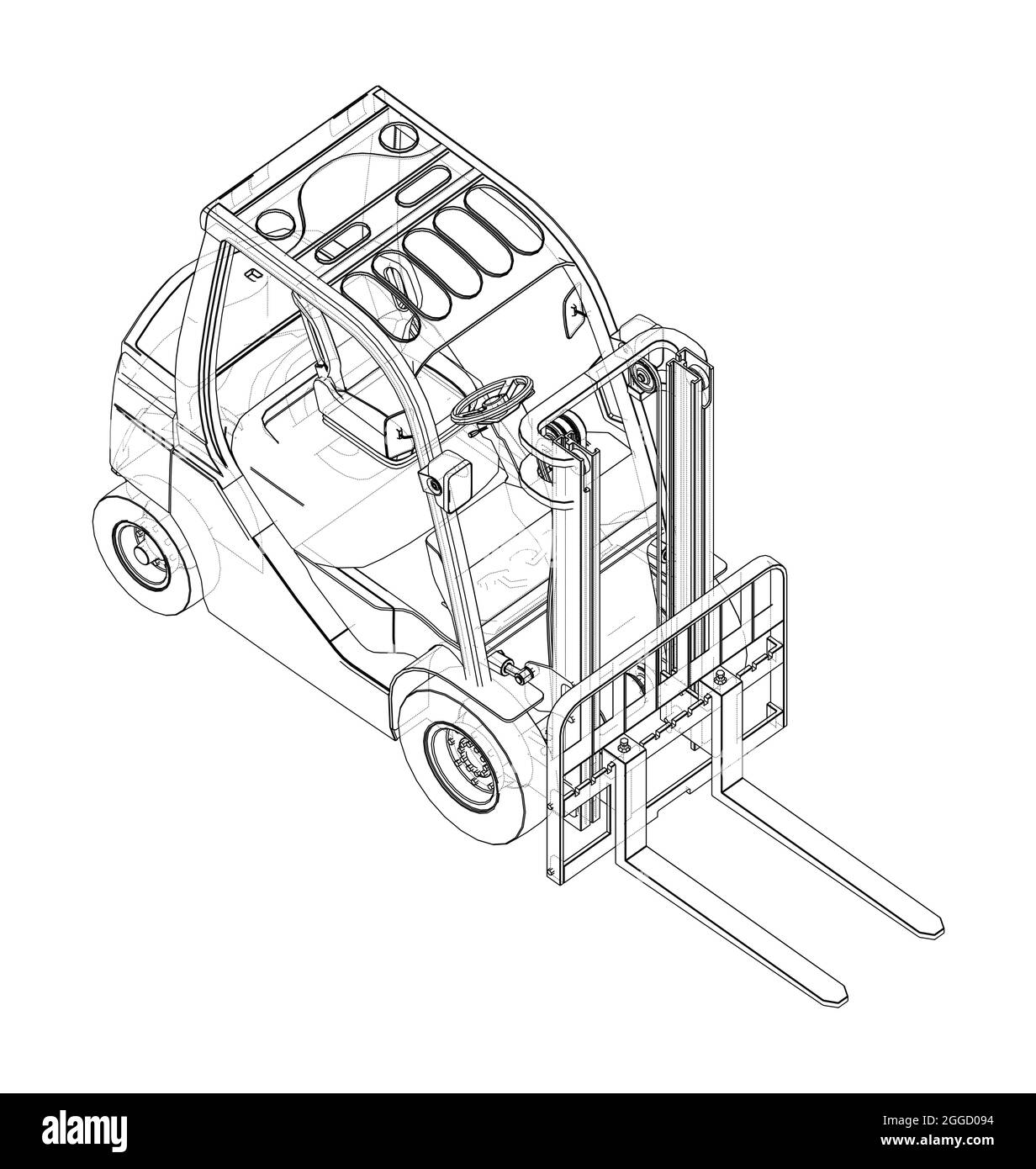 Carrello elevatore. Vettore ortografico Illustrazione Vettoriale