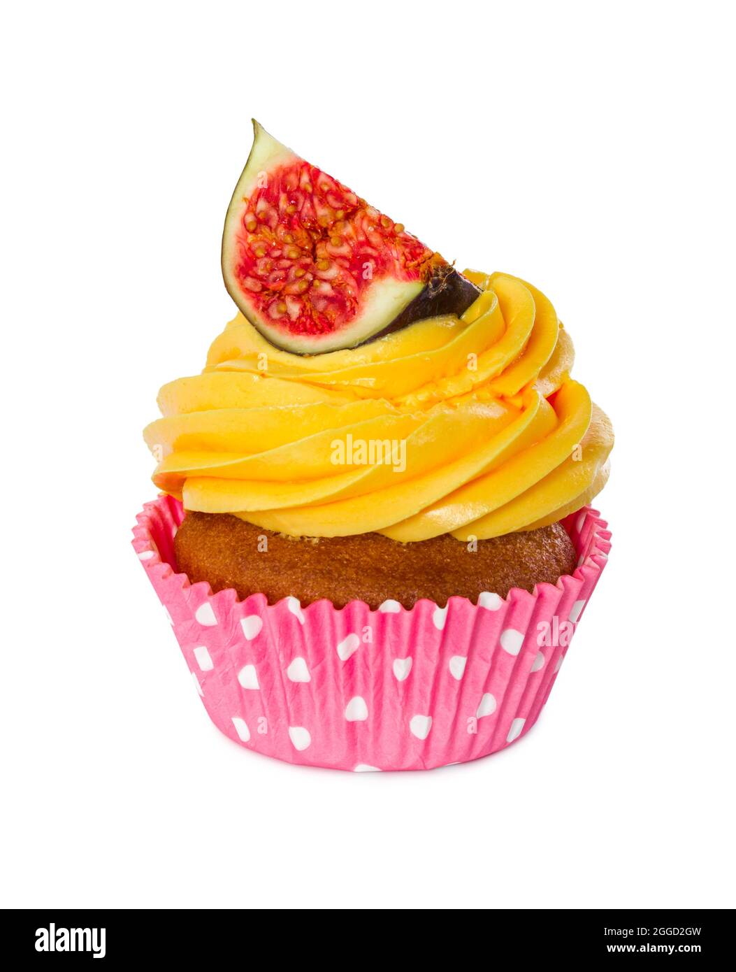 Cupcake con fichi freschi isolato su sfondo bianco. Foto Stock