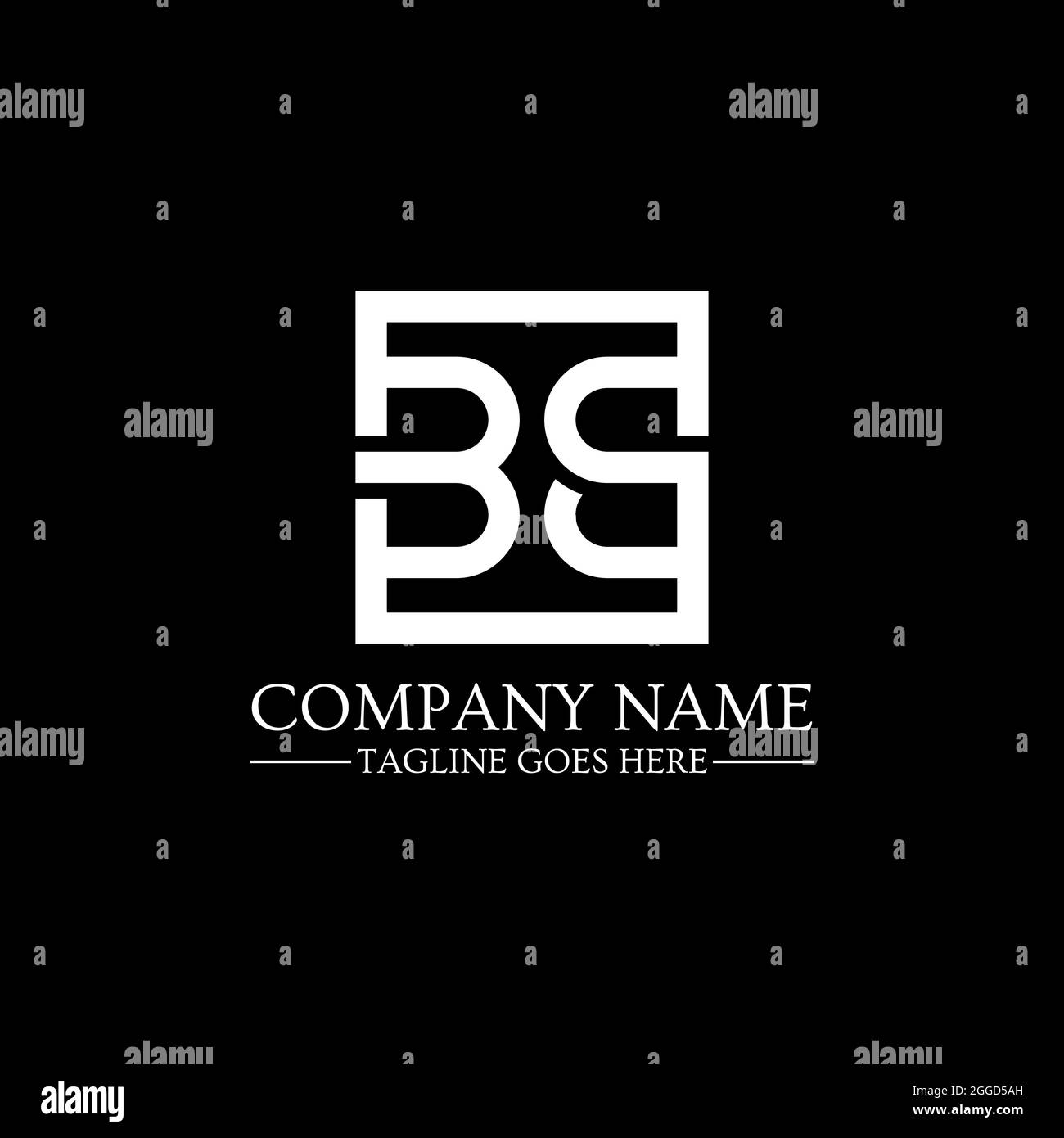 Nome iniziale della lettera del logo BS Square Frame Design Vector con colori bianco e nero Illustrazione Vettoriale