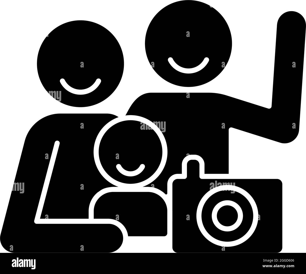 Foto di famiglia icona glyph nero Illustrazione Vettoriale