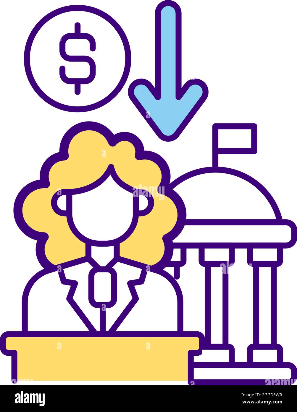 Icona a colori RGB budget governativo Illustrazione Vettoriale