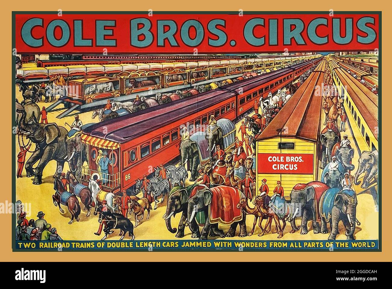 Clicca su Vintage American circus poster - Cole Bros. Circus - meraviglie  da tutte le parti del mondo Foto stock - Alamy