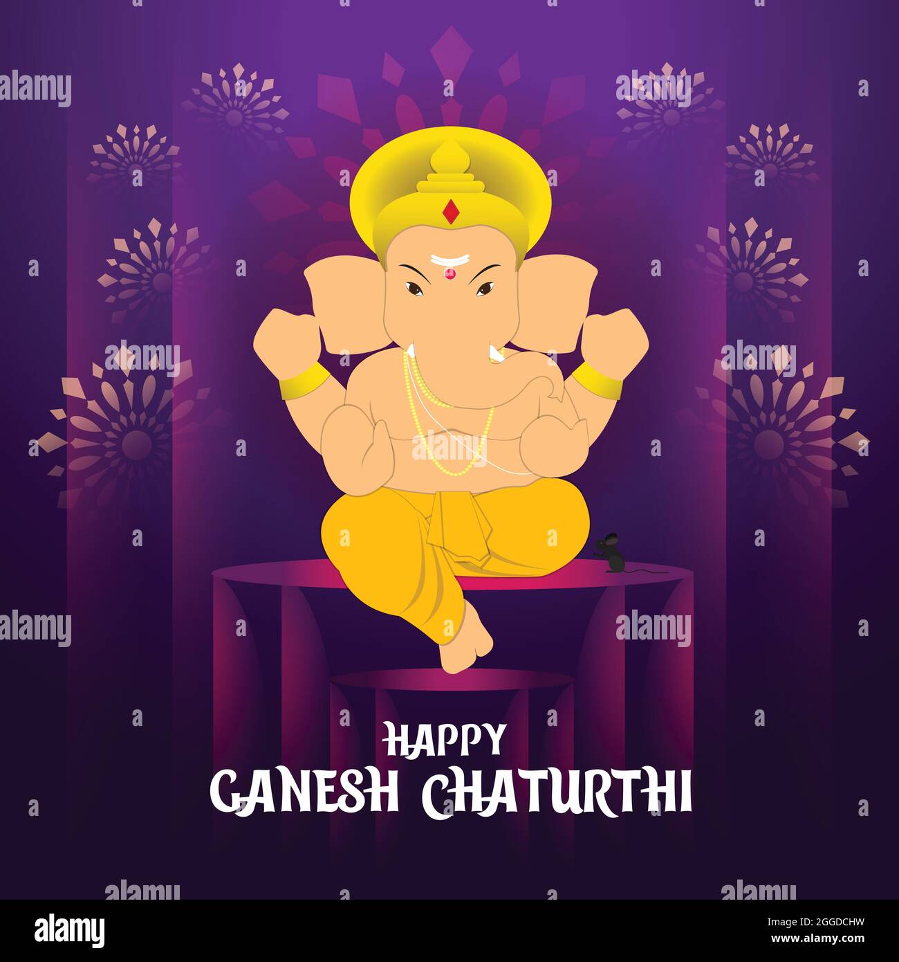 Illustrazione di Happy Ganesh Chaturthi. Sfondo di colore viola per il festival Ganesh Chaturthi Illustrazione Vettoriale