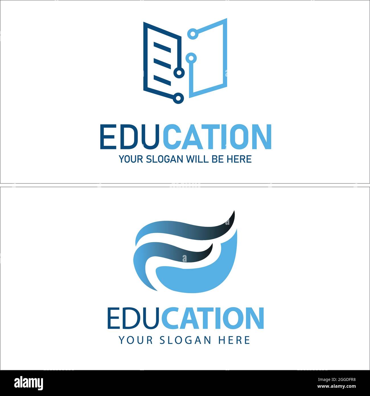 Blu digitale libro logo tecnologia vettoriale moderno Illustrazione Vettoriale