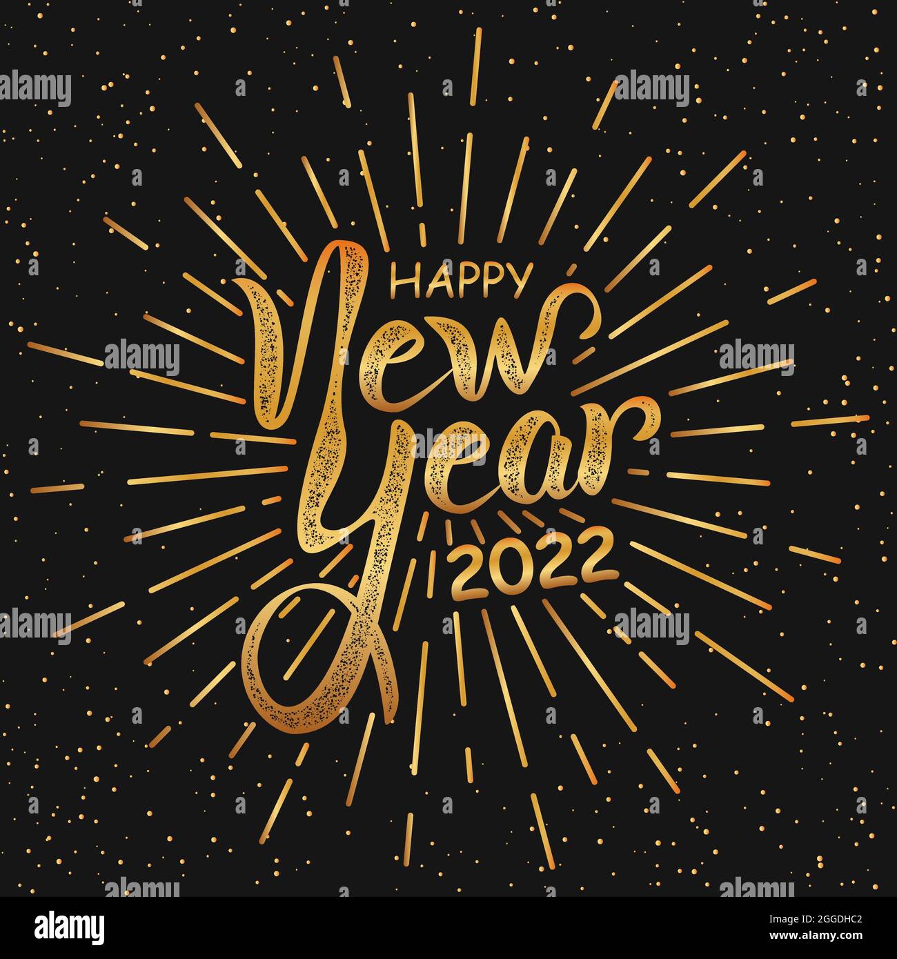 Felice anno nuovo 2022 vintage lettera biglietto d'auguri. Illustrazione vettoriale Illustrazione Vettoriale
