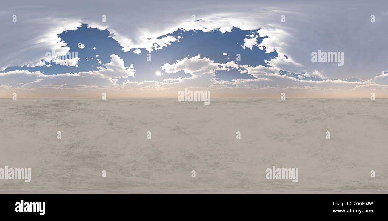 Panoramica Sky hdri senza cuciture con angolo di 360 gradi con zenith e nuvole per l'uso come cupola del cielo. illustrazione del rendering 3d Foto Stock