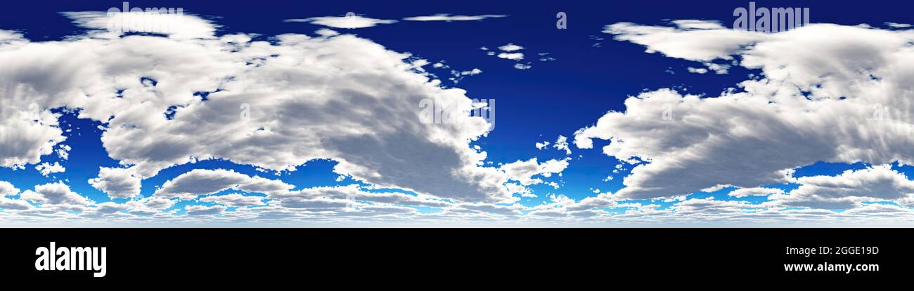 Panoramica Sky hdri senza cuciture con angolo di 360 gradi con zenith e nuvole per l'uso come cupola del cielo. illustrazione del rendering 3d Foto Stock