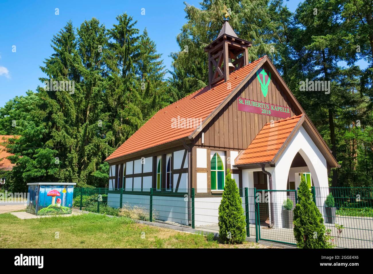 Cappella di San Hubertus Neuendorf, Loewenberger Land, Brandeburgo, Germania Foto Stock