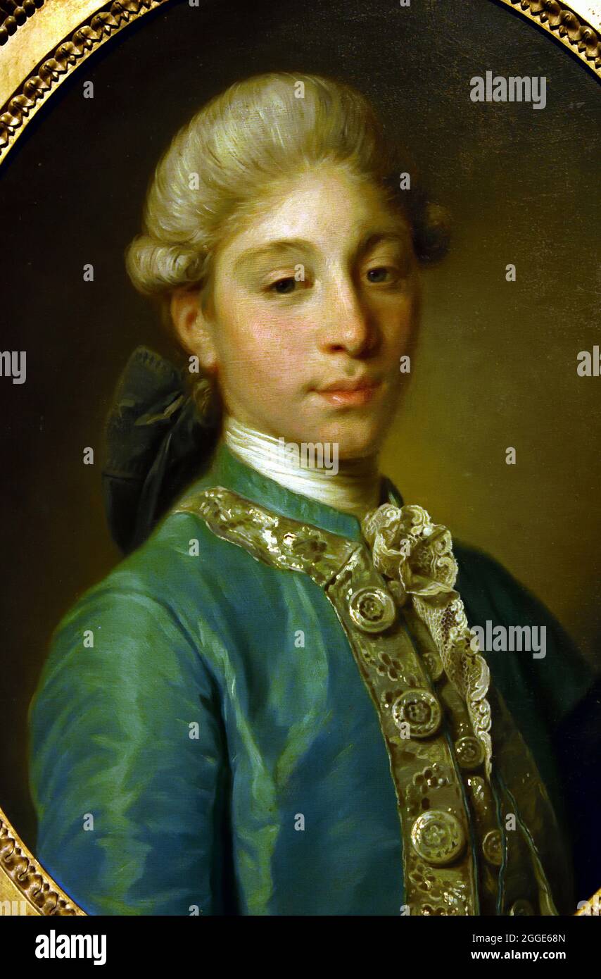 Ritratto del Marchese De Saint-Paul 1760, Jean-Baptiste Greuze, olio su tela, 1725-1805 Francia, pittore francese Greuze noto per il suo genere scene, figure moderne, ricercato pittore ritratto. Alla moda giovane marchese vestito. Foto Stock