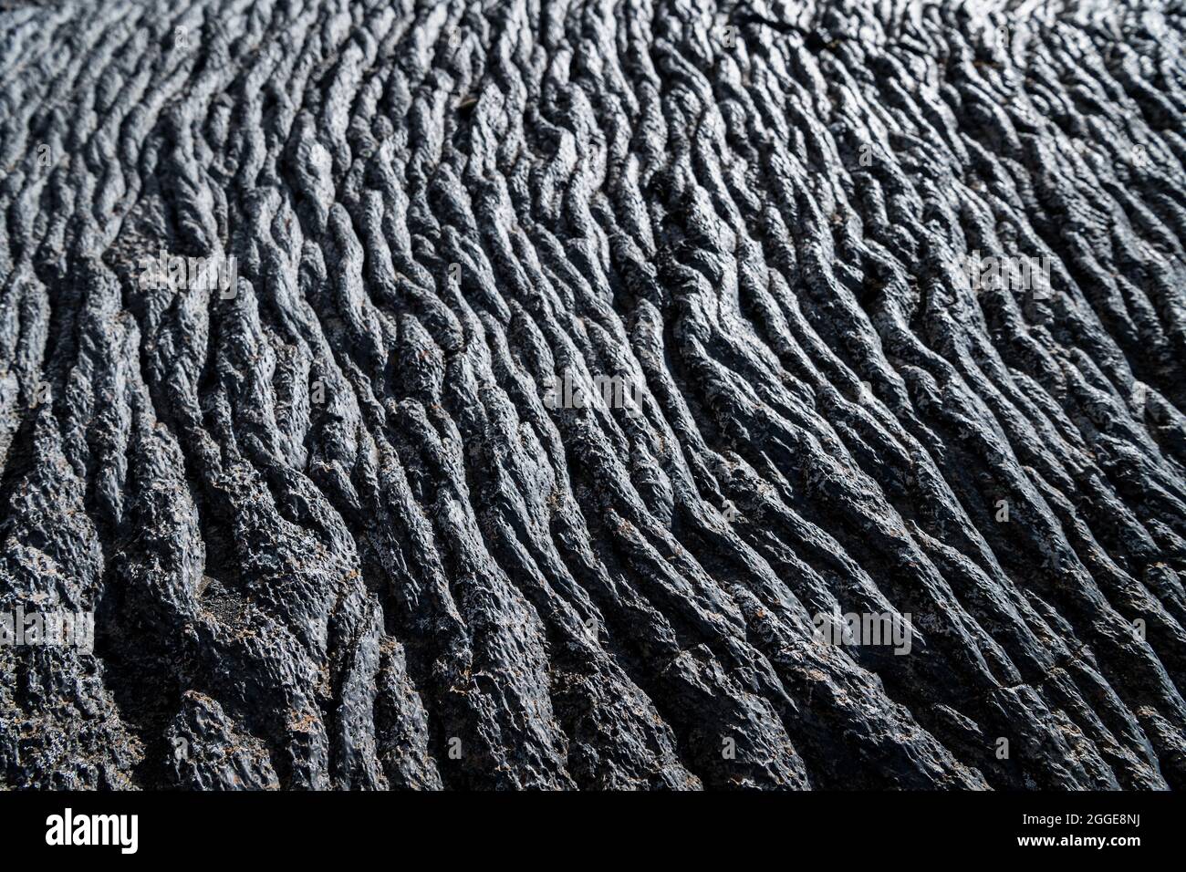 Lava solidificata, flusso di lava, Odaoahraun, altopiani islandesi, Islanda Foto Stock