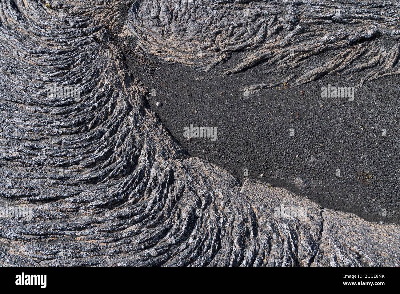 Lava solidificata, flusso di lava, Odaoahraun, altopiani islandesi, Islanda Foto Stock