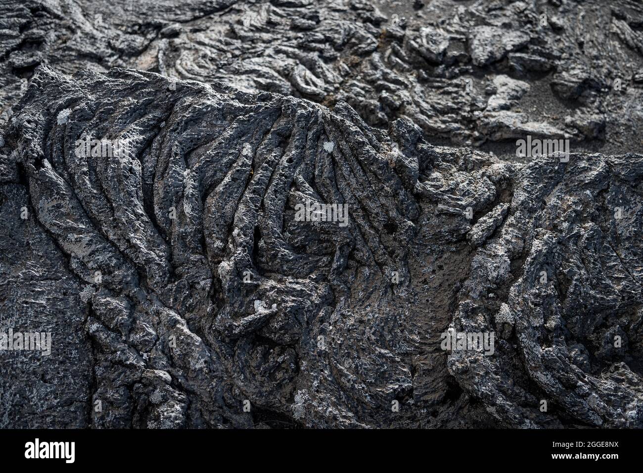 Lava solidificata, flusso di lava, Odaoahraun, altopiani islandesi, Islanda Foto Stock