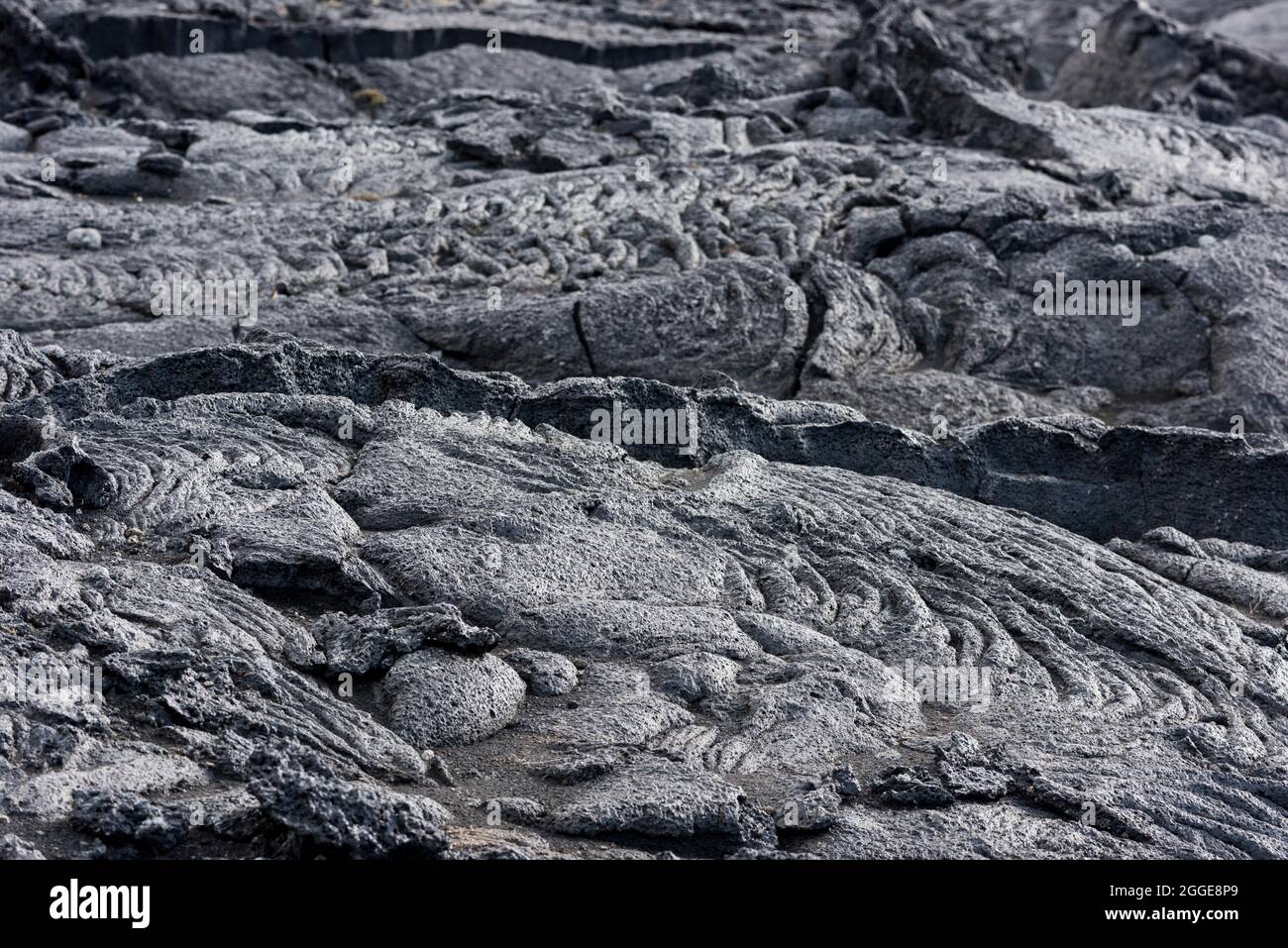 Lava solidificata, flusso di lava, Odaoahraun, altopiani islandesi, Islanda Foto Stock