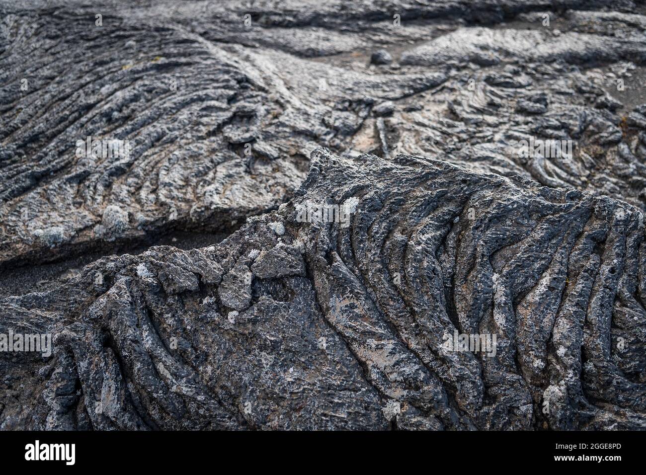 Lava solidificata, flusso di lava, Odaoahraun, altopiani islandesi, Islanda Foto Stock