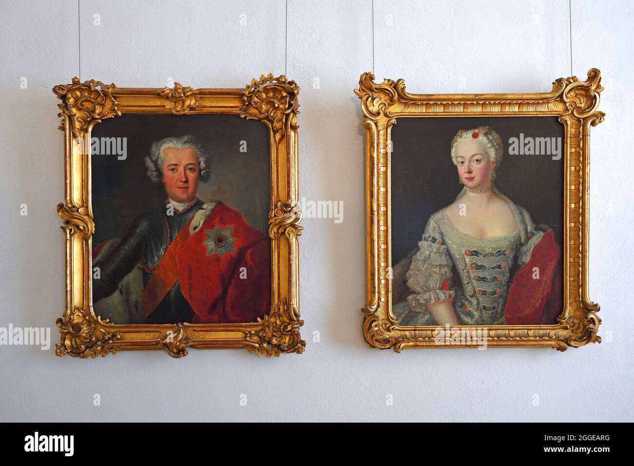 Federico e sua donna Elisabeth Christine come Principe della Corona e Principessa della Corona, Palazzo Rheinsberg, Brandeburgo, Germania Foto Stock