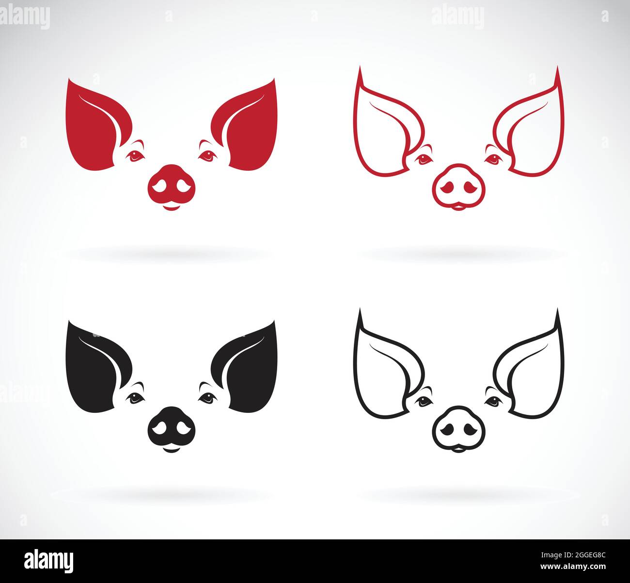 Immagine vettoriale della testa di maiale su sfondo bianco. Illustrazione vettoriale a livelli facilmente modificabile. Animali. Illustrazione Vettoriale