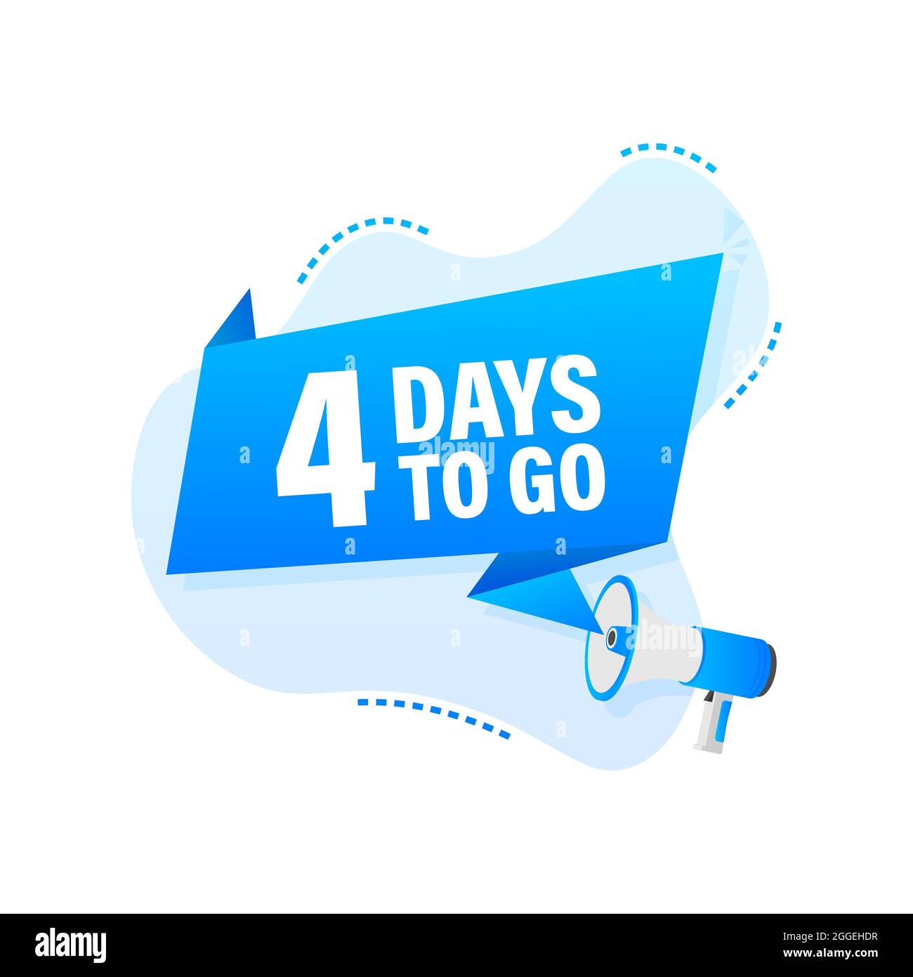 Mano maschio che tiene il megafono con 4 giorni per andare bolla di discorso. Illustrazione Vettoriale