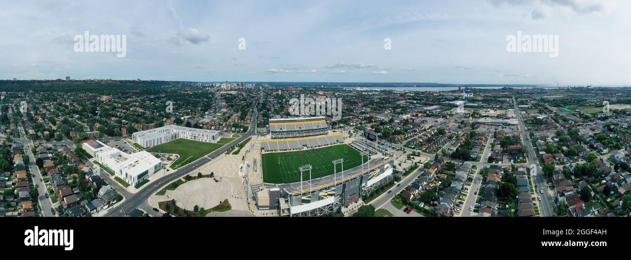 Un panorama aereo del Tim Horton Stadium di Hamilton, Ontario, Canada Foto Stock