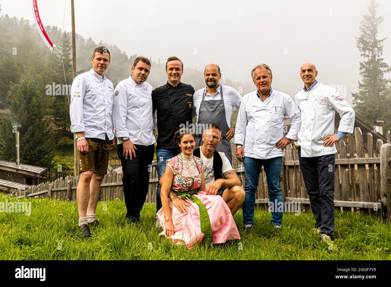 Unplugged Taste è il nome dell'evento gastronomico al Gompm-Alm in Alto Adige, Italia. Si svolge ogni anno l'ultima domenica di agosto Foto Stock