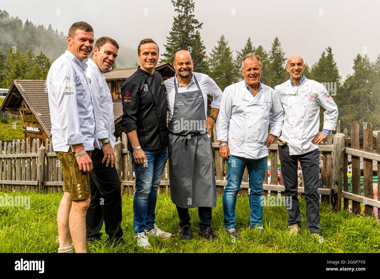 Unplugged Taste è il nome dell'evento gastronomico al Gompm-Alm in Alto Adige, Italia. Si svolge ogni anno l'ultima domenica di agosto Foto Stock