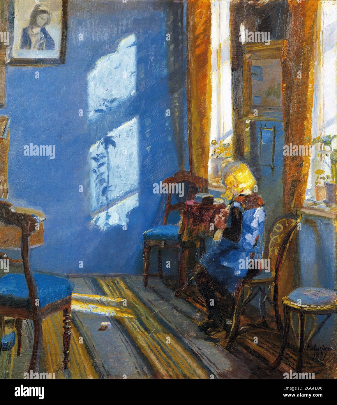 Luce del sole nella stanza Blu dell'artista danese Anna Ancher (1859-1935), olio su tela, 1891 Foto Stock