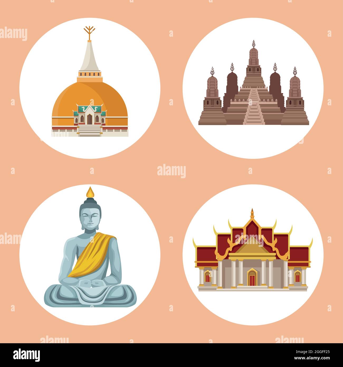 quattro icone di loy krathong Illustrazione Vettoriale