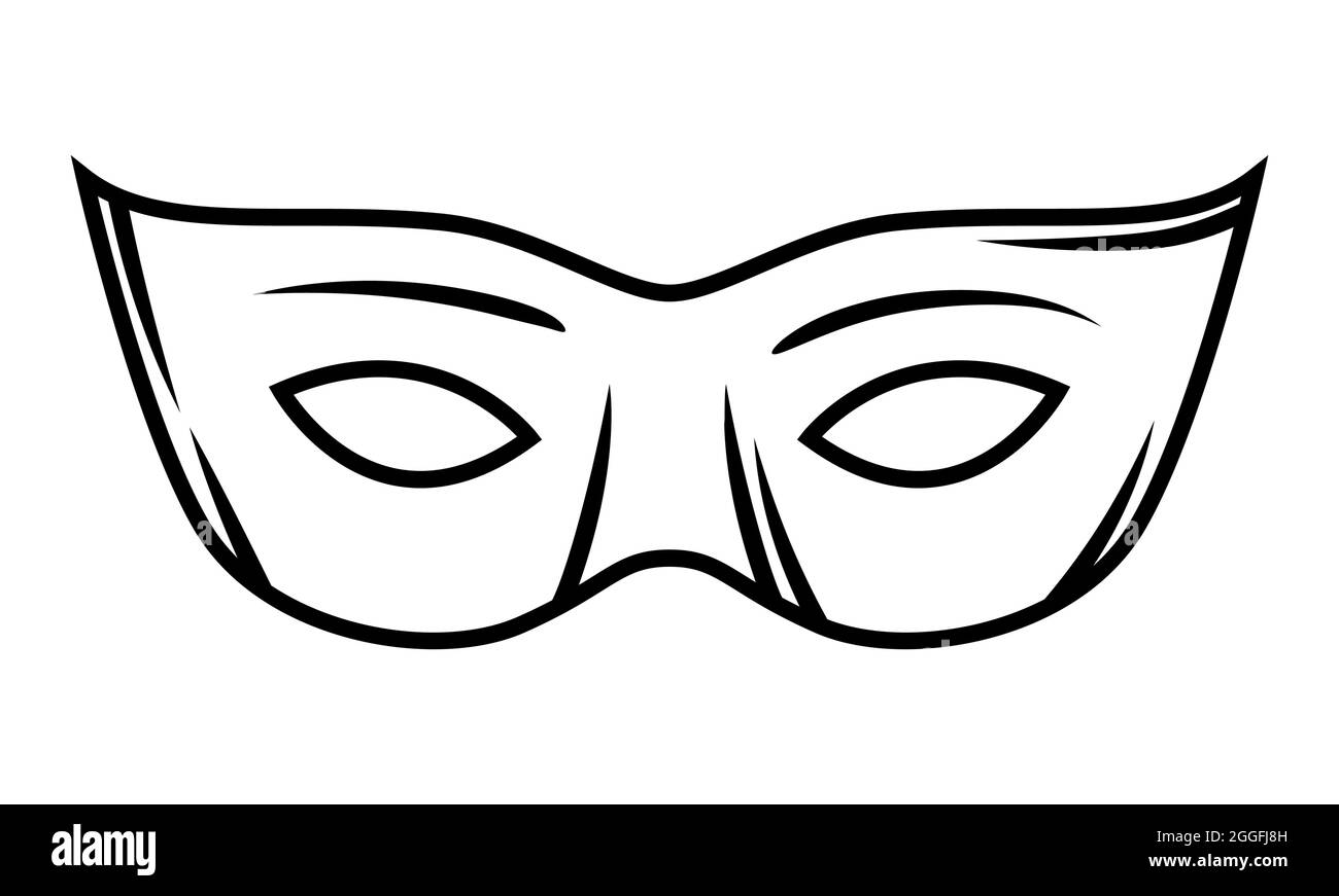 Illustrazione della maschera di carnevale. Immagine stilizzata in bianco e nero. Illustrazione Vettoriale