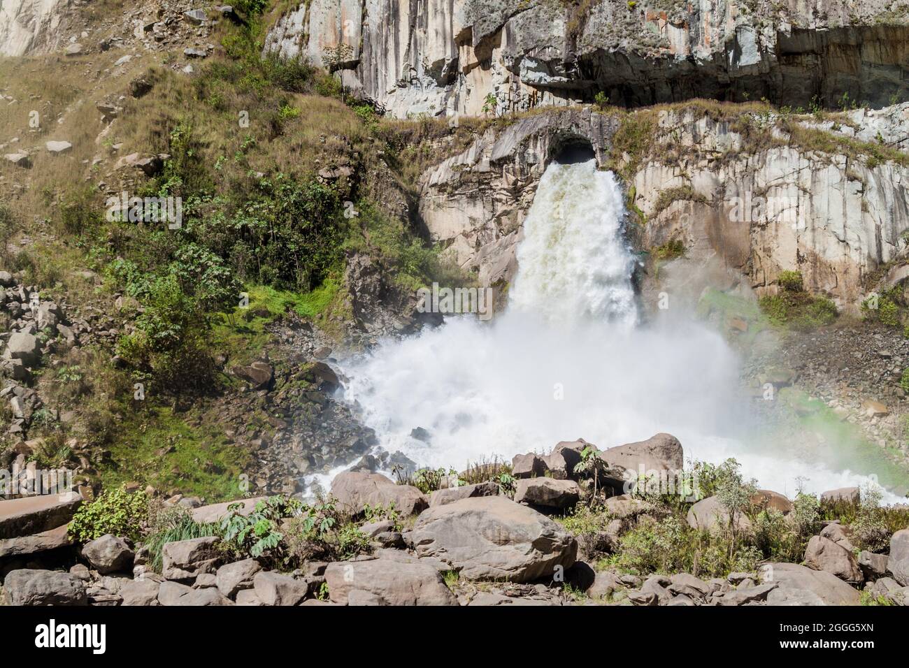 Parte del progetto idroelettrico di Santa Teresa nella valle di Urubamba, Perù Foto Stock