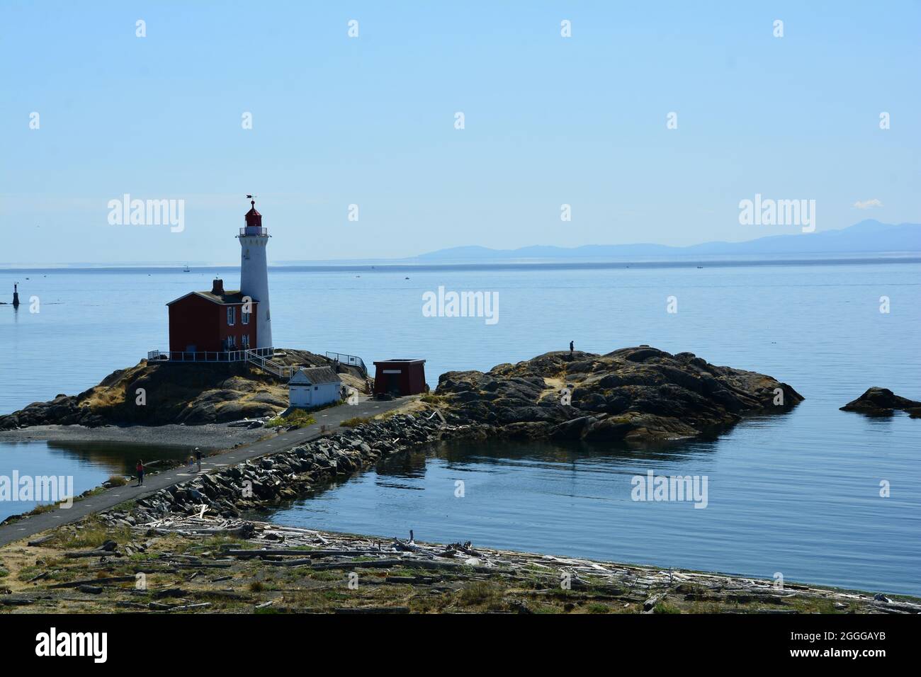 Faro di Fisgard presso il Fort Rodd Hill National Park a Victoria BC, Canada. Venite a Vancouver Island ed esplorate Victoria. Foto Stock