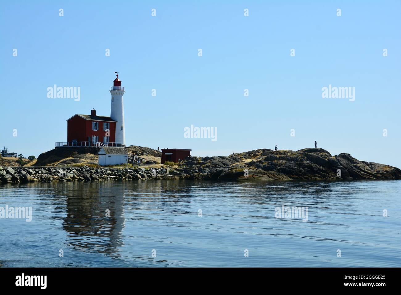 Faro di Fisgard presso il Fort Rodd Hill National Park a Victoria BC, Canada. Venite a Vancouver Island ed esplorate Victoria. Foto Stock