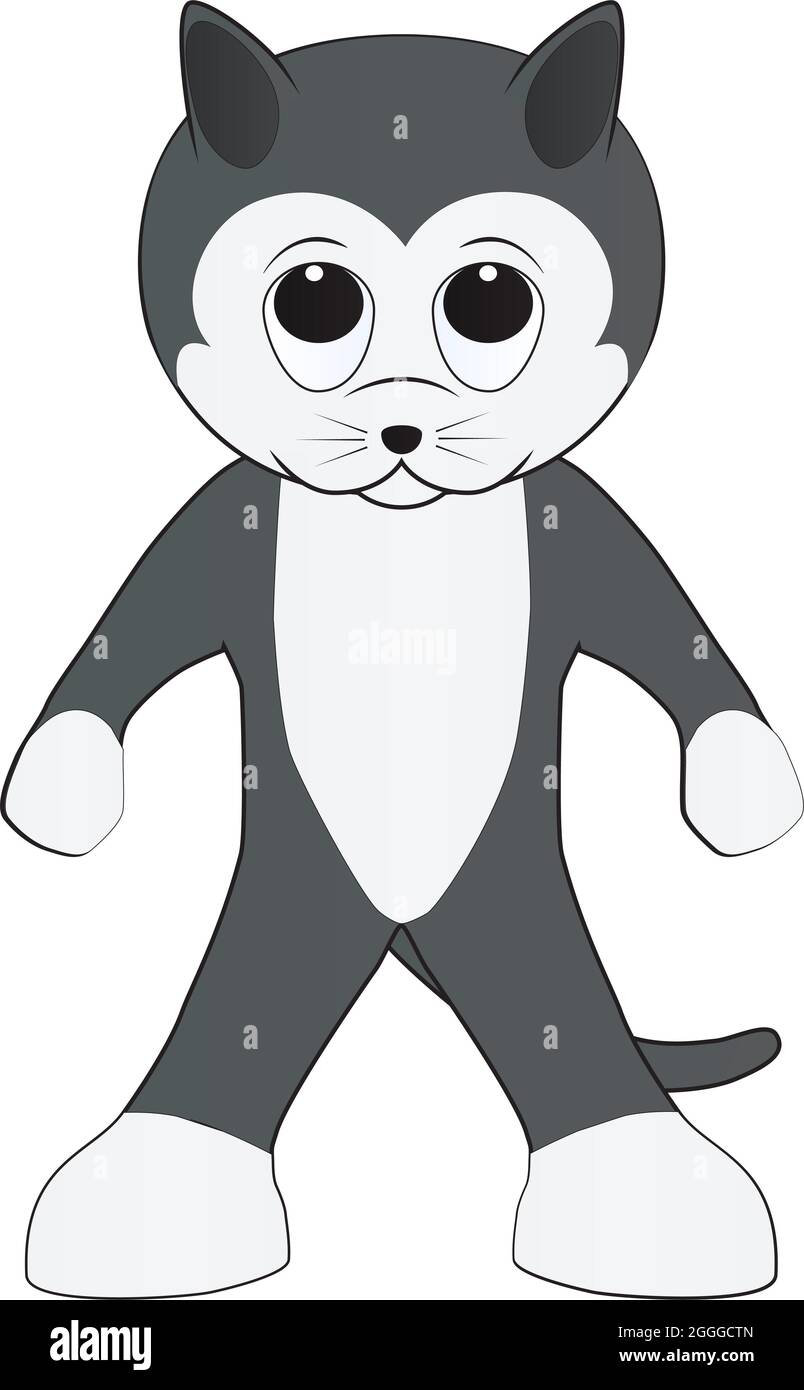 Illustrazione cartoon di un gatto amichevole Foto Stock